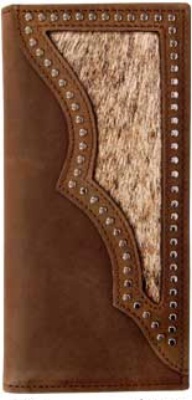 3D Belt Company W953 Apache Wallet with Fancy Corner Overlay Trim with Hair on Calf Inlay